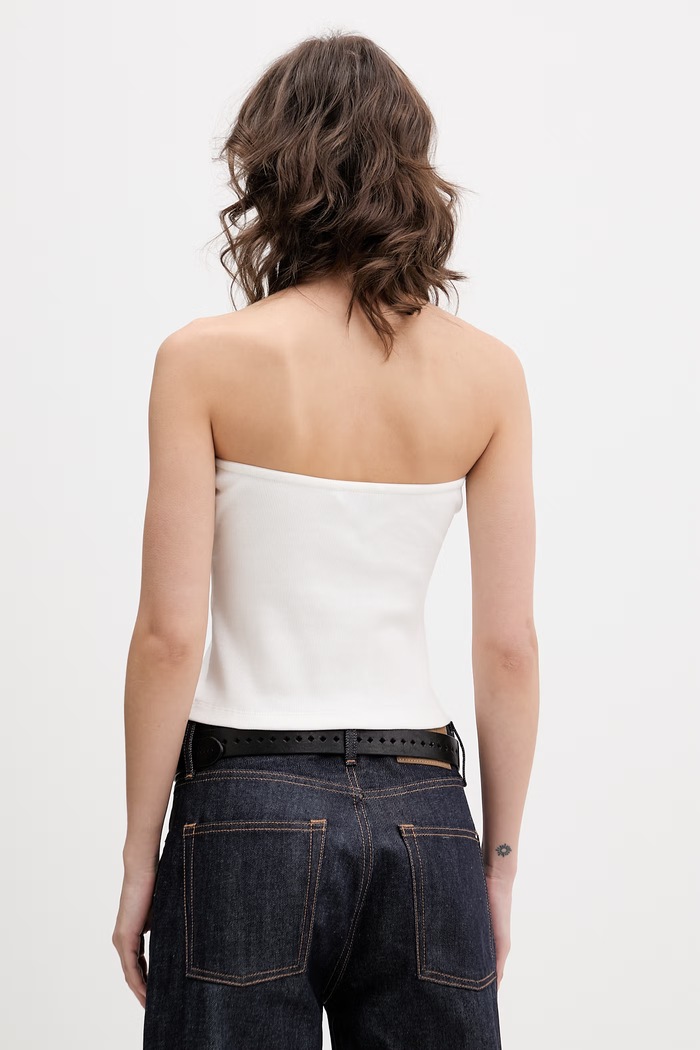 Odzież Tommy Jeans top damski z bawełną DW0DW22263 beżowy