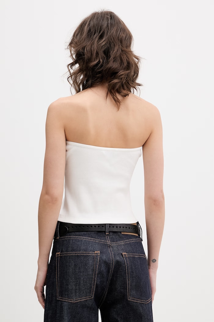 Odzież Tommy Jeans top damski z bawełną DW0DW22263 beżowy