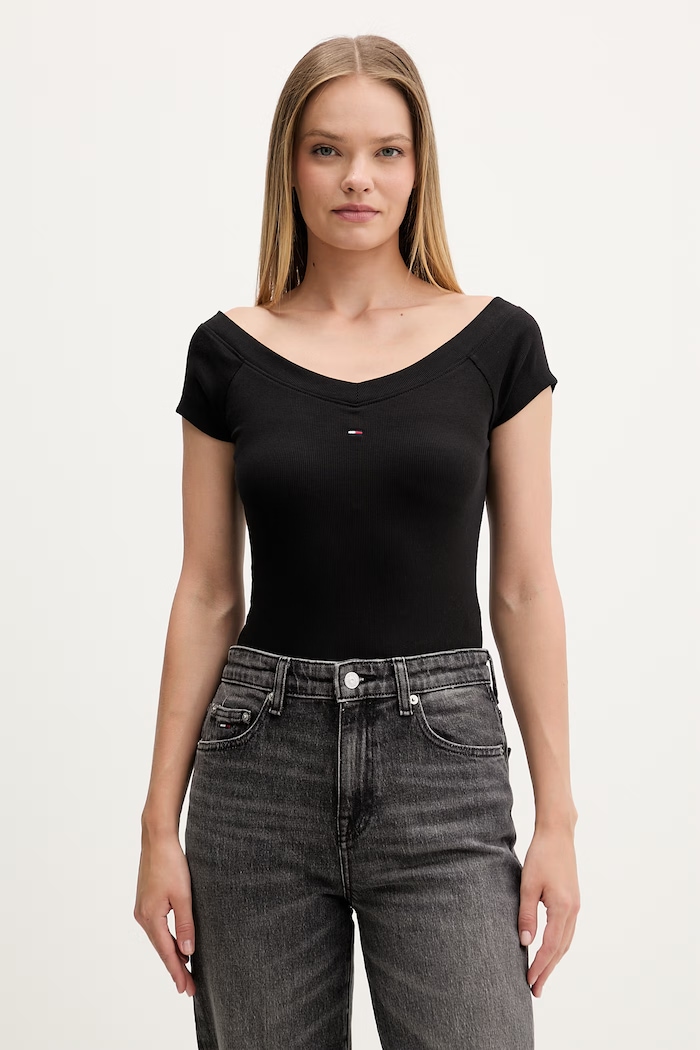 Tommy Jeans tričko dámske s bavlnou čierna DW0DW22265