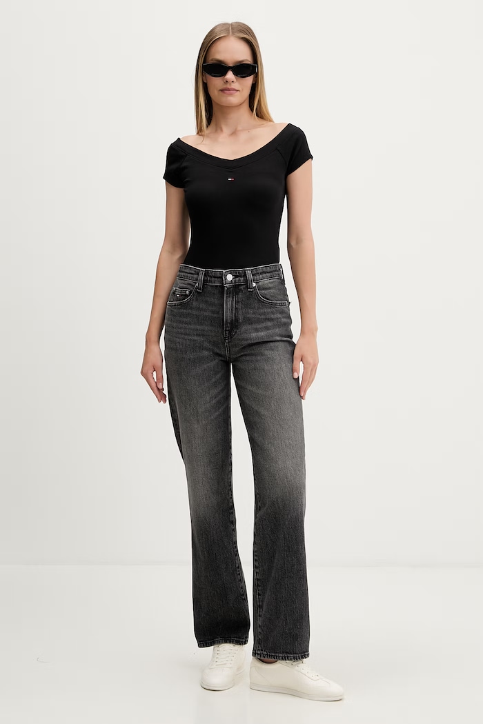 Tommy Jeans tričko dámske s bavlnou DW0DW22265 čierna SS26