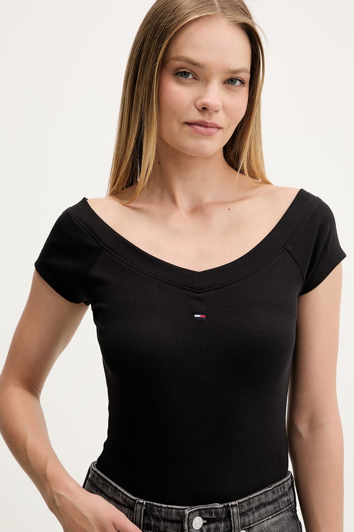 Tommy Jeans tričko dámske s bavlnou čierna DW0DW22265