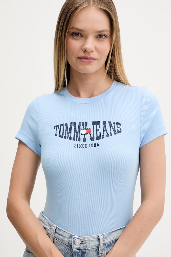 Tommy Jeans tričko dámske s bavlnou modrá DW0DW22272