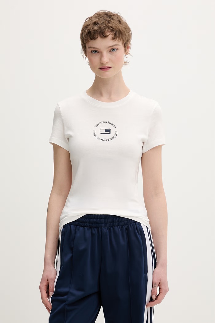 Tommy Jeans Basic tričko dámske bavlnené biela DW0DW22273