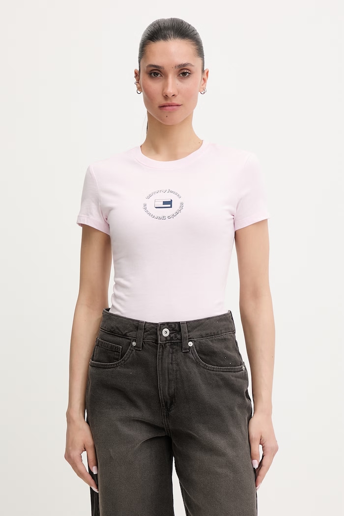 Tommy Jeans basic tričko dámske bavlnené ružová DW0DW22273