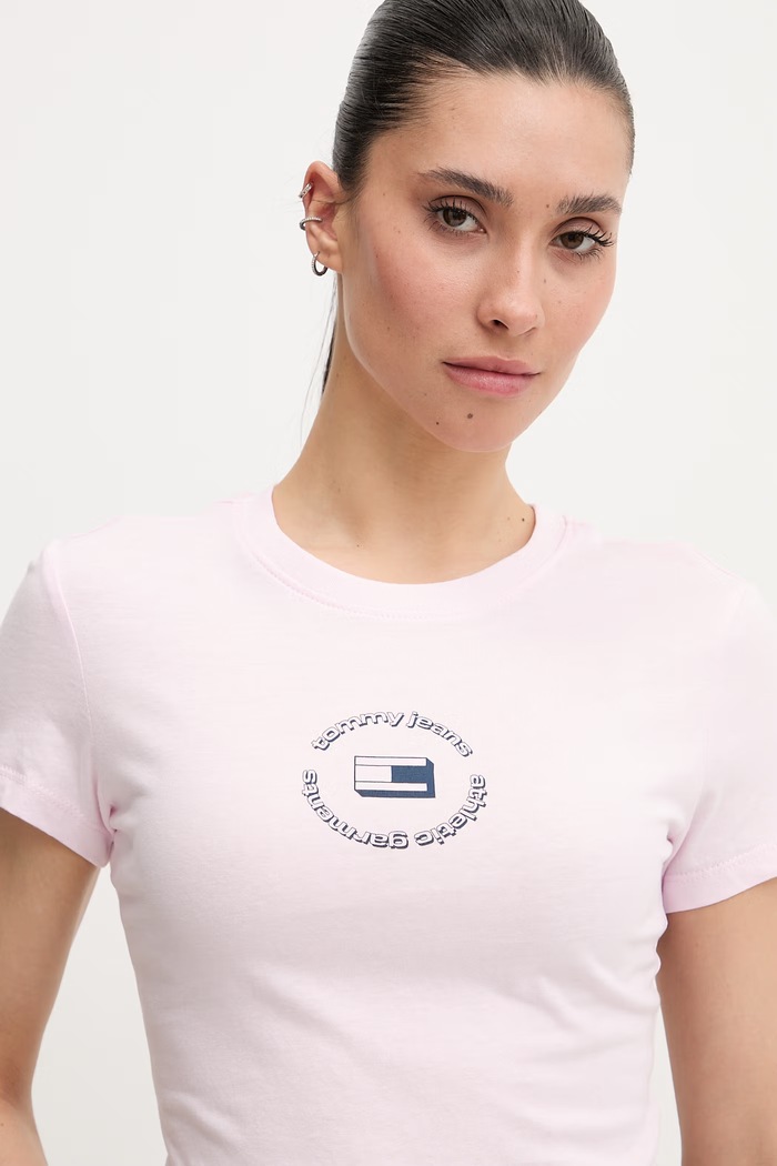 Oblečenie Tommy Jeans basic tričko dámske bavlnené DW0DW22273 ružová