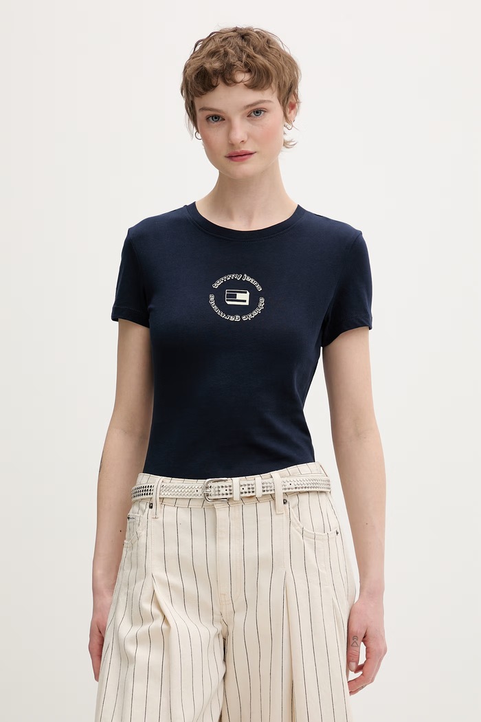 Tommy Jeans basic tričko dámske bavlnené tmavomodrá DW0DW22273