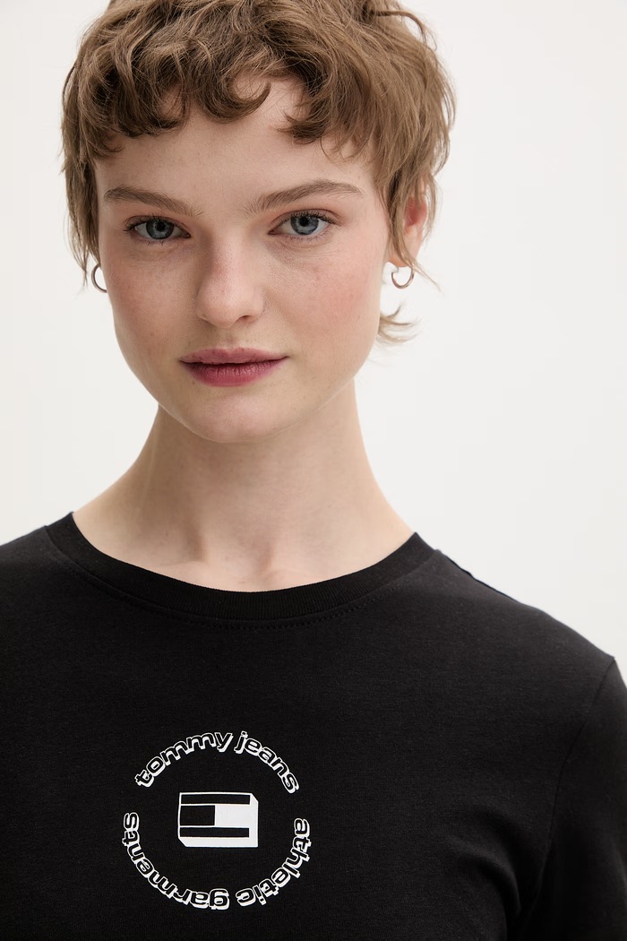 Tommy Jeans t-shirt basic damski bawełniany czarny DW0DW22273