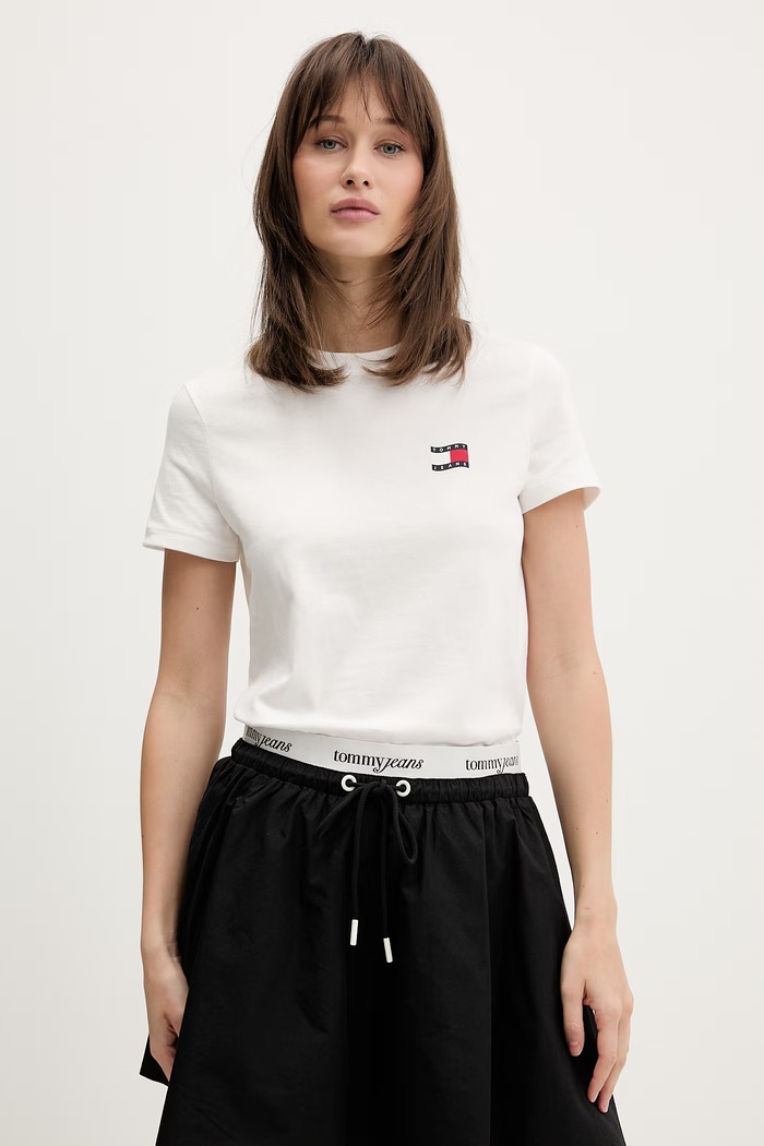 Odzież Tommy Jeans T-shirt damski bawełniany DW0DW22274 biały