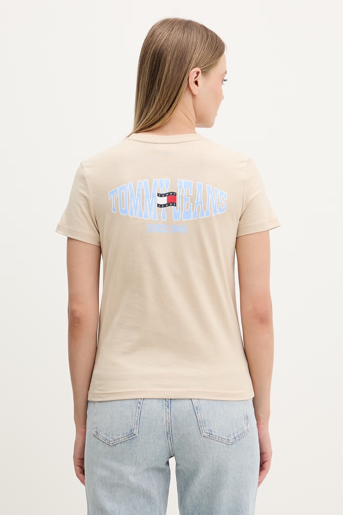 Odzież Tommy Jeans T-shirt damski bawełniany DW0DW22274 beżowy
