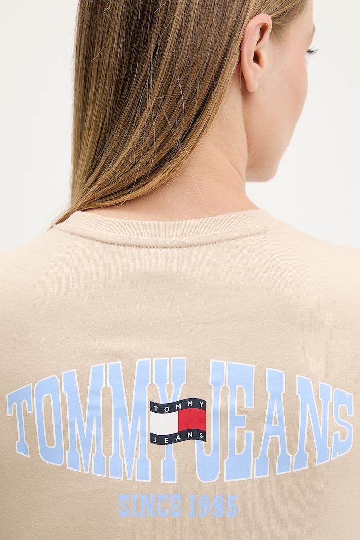 Tommy Jeans T-shirt damski bawełniany DW0DW22274 beżowy