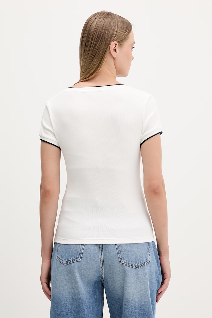 Oblečenie Tommy Jeans tričko dámske bavlnené s elastanom DW0DW22275 béžová