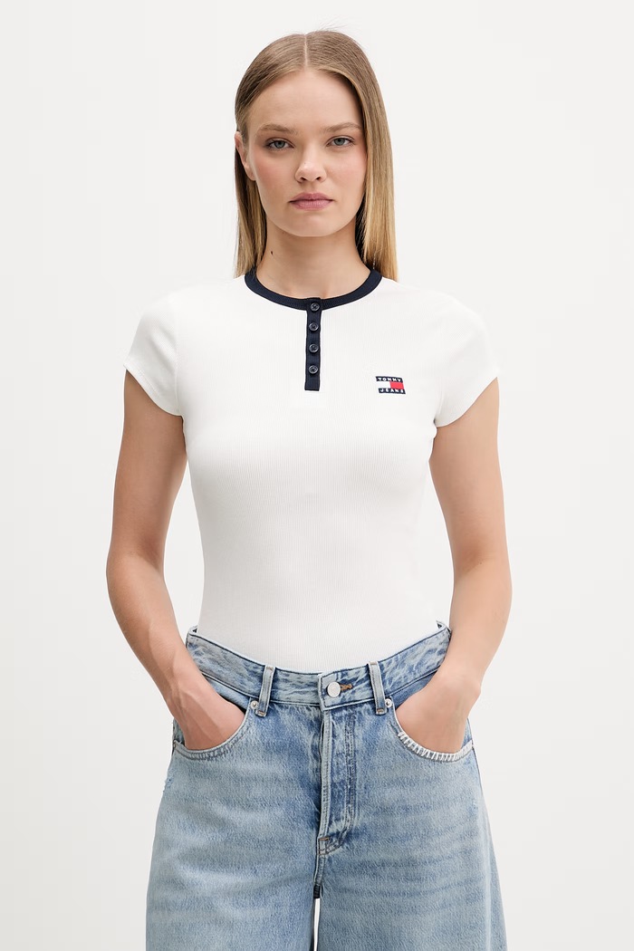 Tommy Jeans T-shirt damski z bawełną biały DW0DW22276