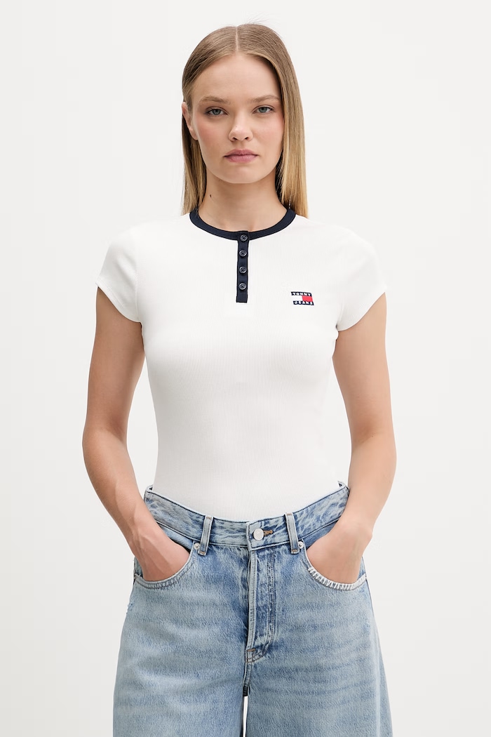 Tommy Jeans T-shirt damski z bawełną biały DW0DW22276