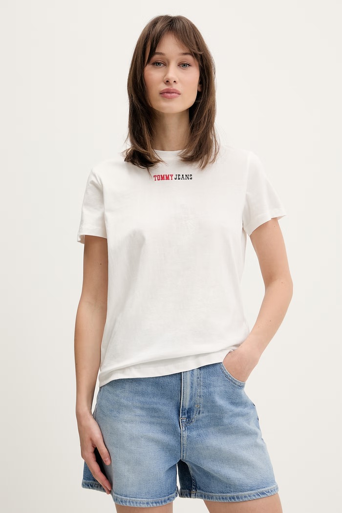Tommy Jeans tričko dámske bavlnené béžová DW0DW22277