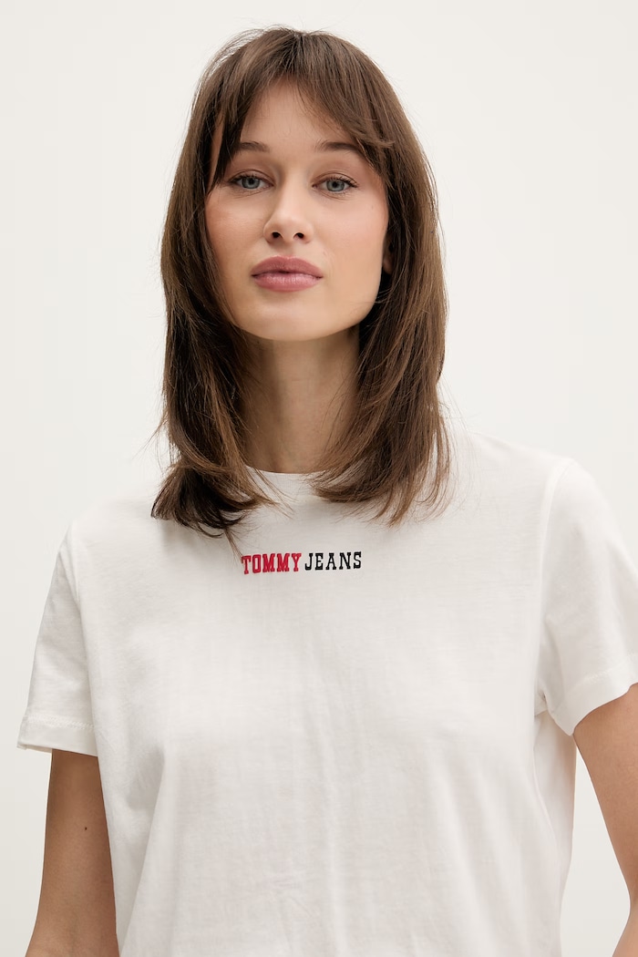 Tommy Jeans tričko dámske bavlnené béžová DW0DW22277