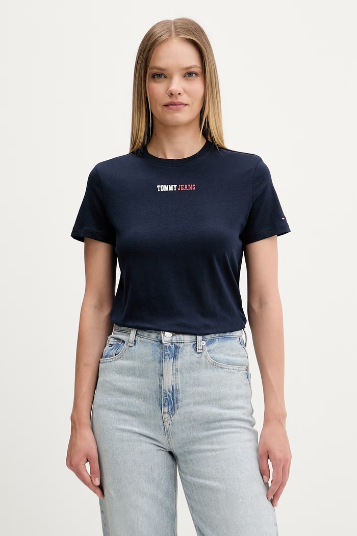 Tommy Jeans tričko dámske bavlnené tmavomodrá DW0DW22277