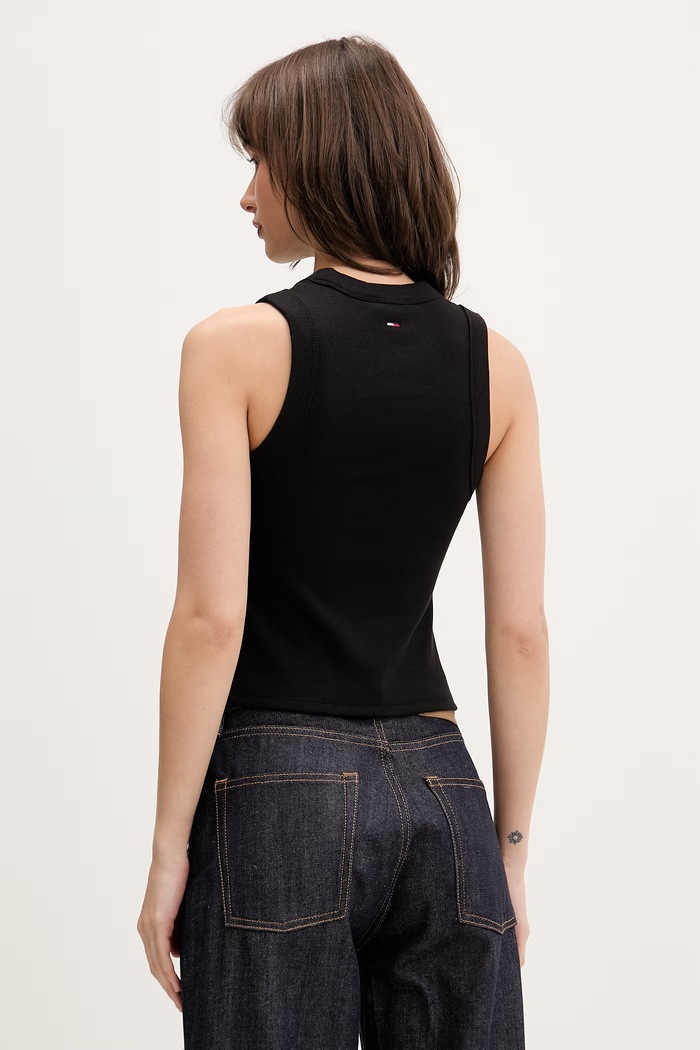 Oblečenie Tommy Jeans top dámsky bavlnený s elastanom DW0DW22280 čierna