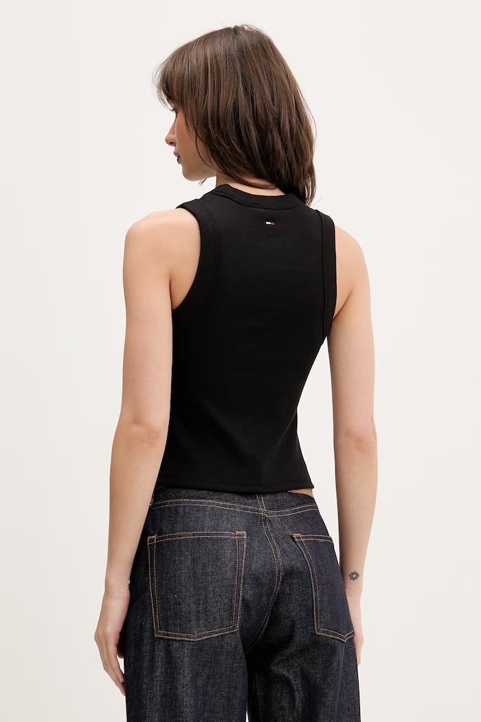 Oblečenie Tommy Jeans top dámsky bavlnený s elastanom DW0DW22280 čierna