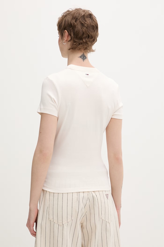 Oblečenie Tommy Jeans basic tričko dámske bavlnené DW0DW22302 béžová