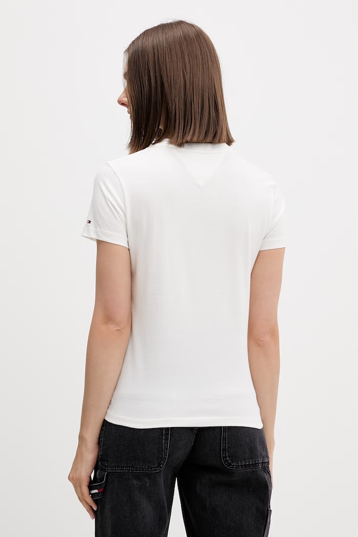 Îmbrăcăminte Tommy Jeans tricou pentru femei, din bumbac DW0DW22310 bej