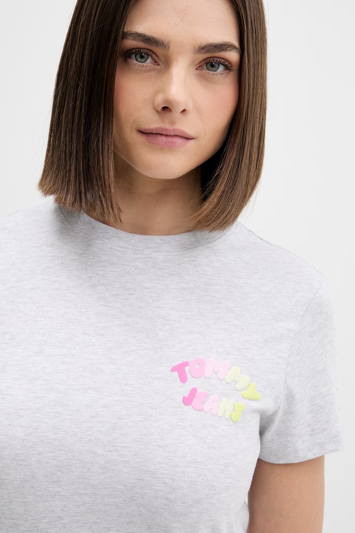Tommy Jeans tricou pentru femei, din bumbac gri DW0DW22310