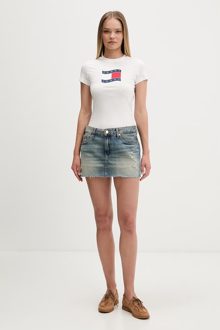 Tommy Jeans tričko dámske bavlnené DW0DW22781 biela SS26