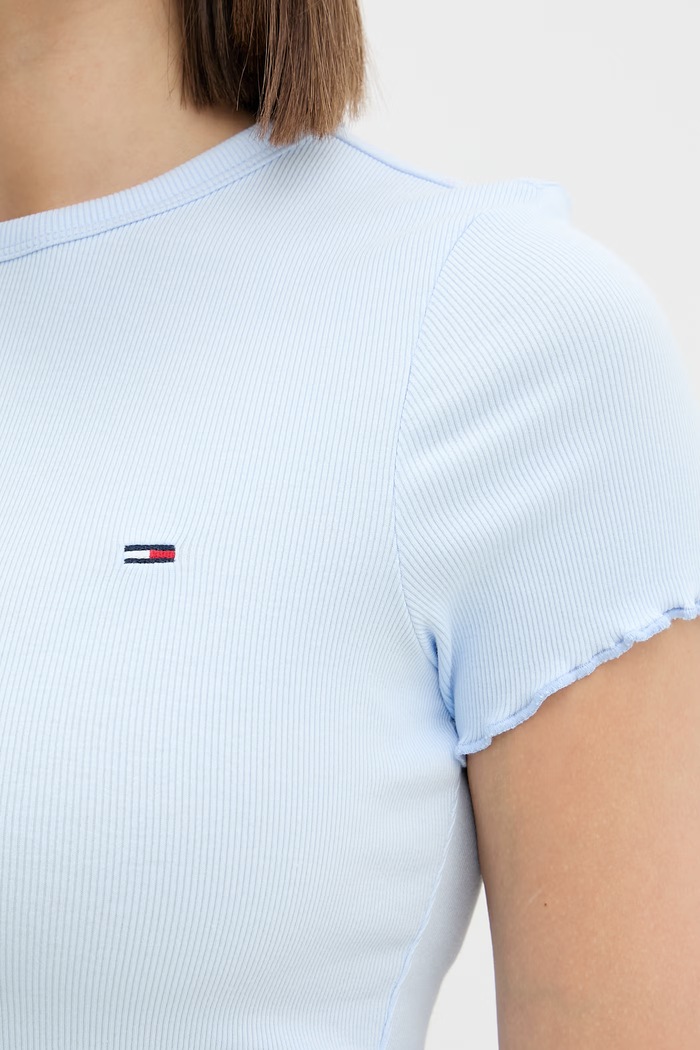 Tommy Jeans T-shirt Γυναικείο βαμβάκι με ελαστάν DW0DW22782 μπλε