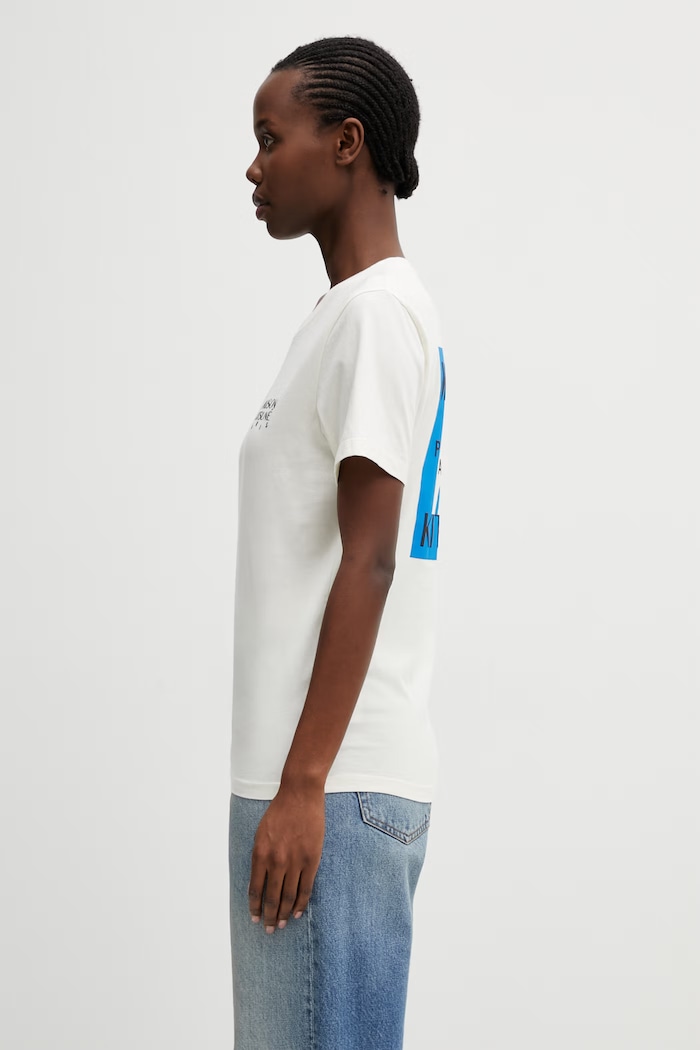 Maison Kitsuné Gallery fox tričko bavlněné dámské QW00104KJ7026 béžová SS26