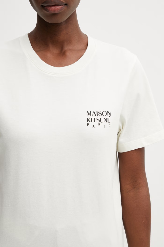 Maison Kitsuné Gallery fox tričko bavlněné dámské béžová QW00104KJ7026