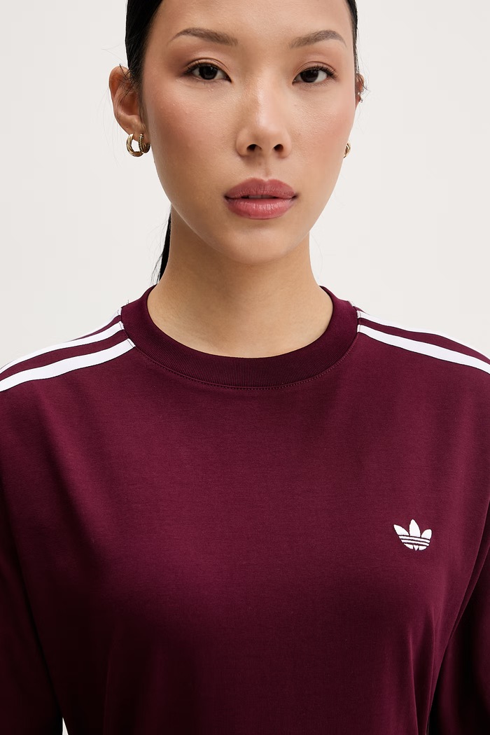 adidas Originals tricou pentru femei, din bumbac cu elastan burgundia KY5092