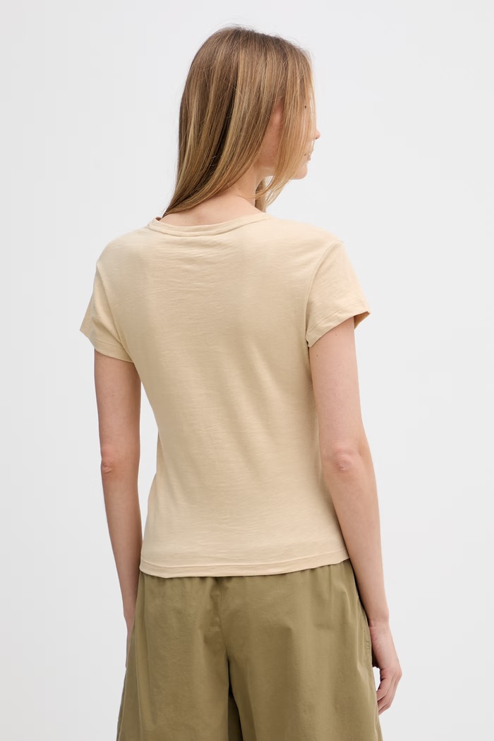 Oblečenie Tommy Hilfiger basic tričko dámske bavlnené WW0WW48702 béžová