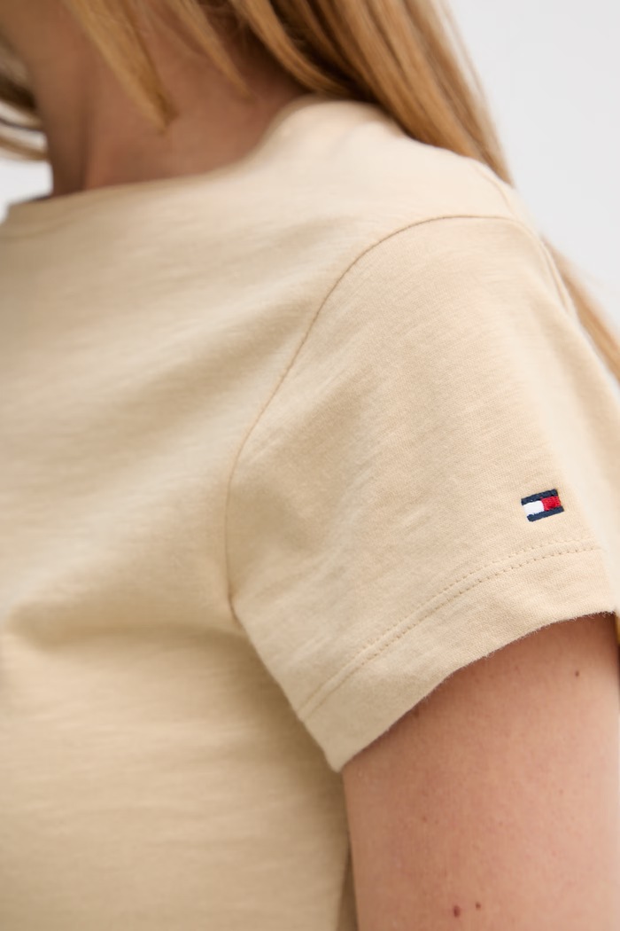 Tommy Hilfiger basic tričko dámske bavlnené WW0WW48702 béžová