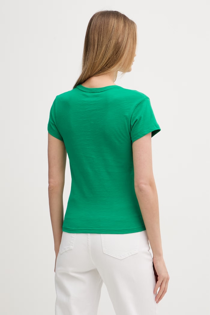 Odzież Tommy Hilfiger T-shirt basic damski bawełniany WW0WW48702 zielony