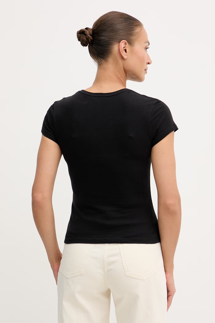 Îmbrăcăminte Tommy Hilfiger tricou basic pentru femei, din bumbac WW0WW48702 negru