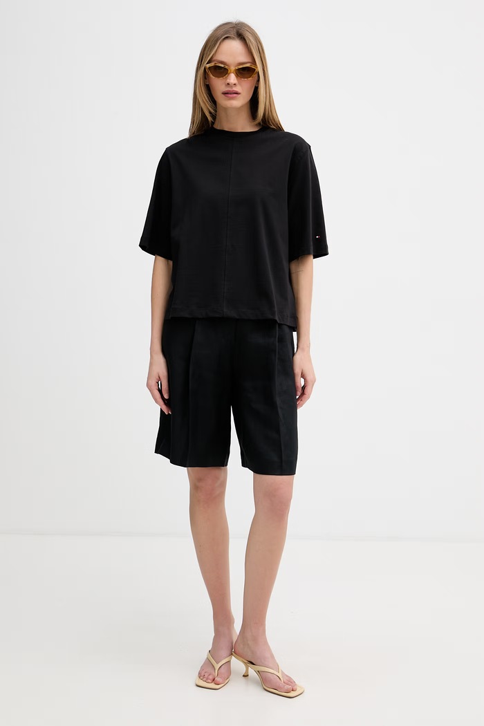 Tommy Hilfiger tricou pentru femei, din bumbac WW0WW50826 negru SS26