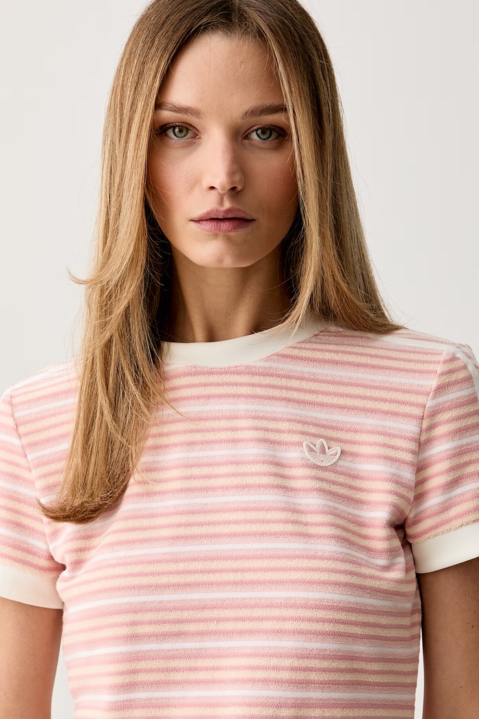 adidas Originals t-shirt γυναικείο με βισκόζη ροζ KY8116