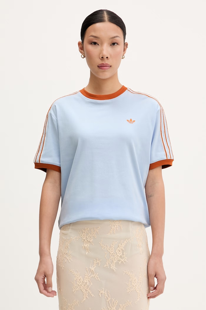 adidas Originals tričko dámske bavlnené s elastanom modrá KY8125
