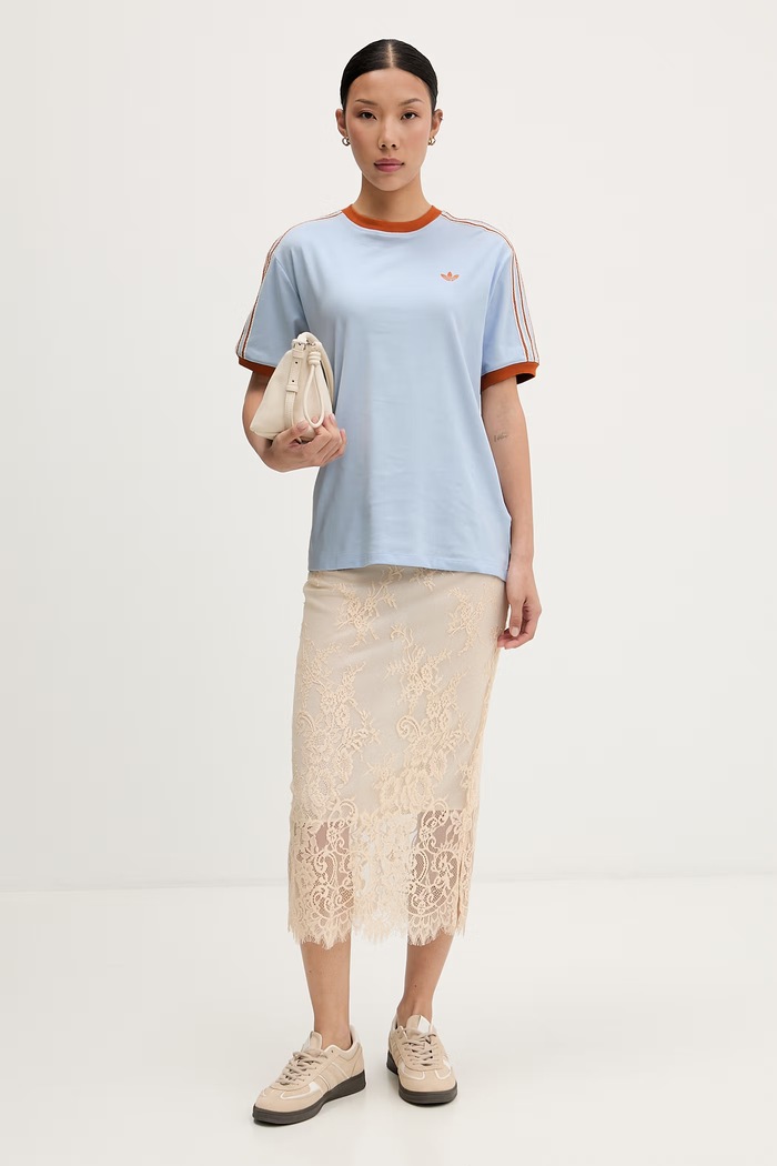 adidas Originals tričko dámske bavlnené s elastanom KY8125 modrá SS26