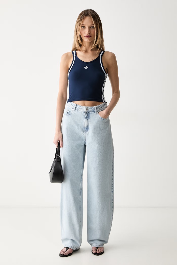 adidas Originals crop top dámský Vintage KY8135 námořnická modř SS26