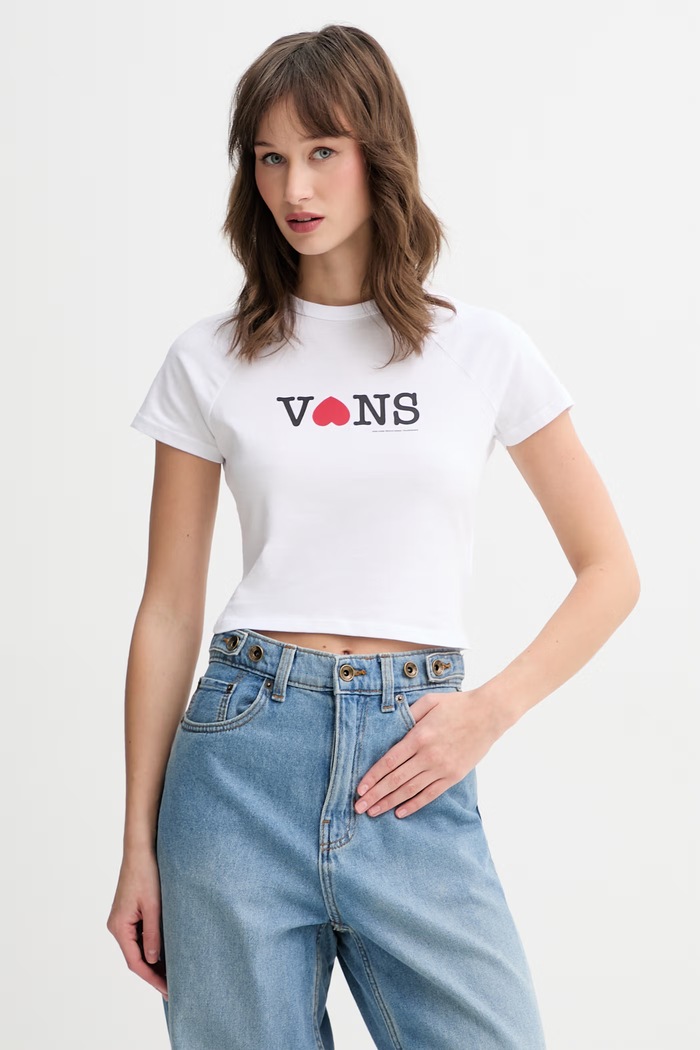 Vans crop top dámsky bavlnený biela VN000XEAWHT1