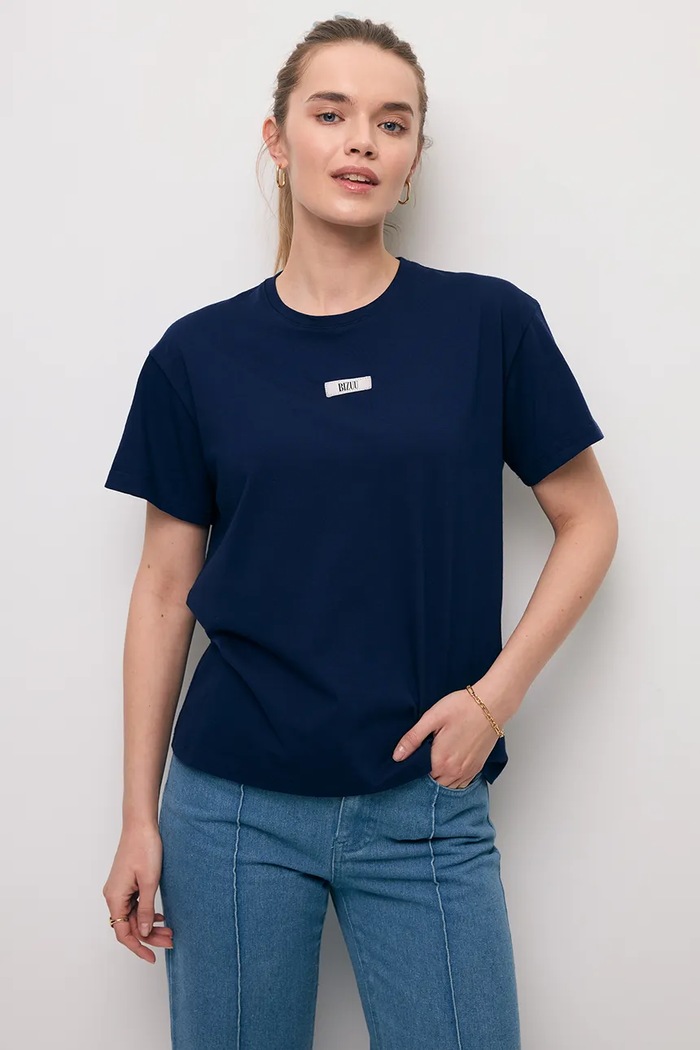 Bizuu t-shirt TISHALLE z elastanem granatowy TISHALLE.GRANATOWY