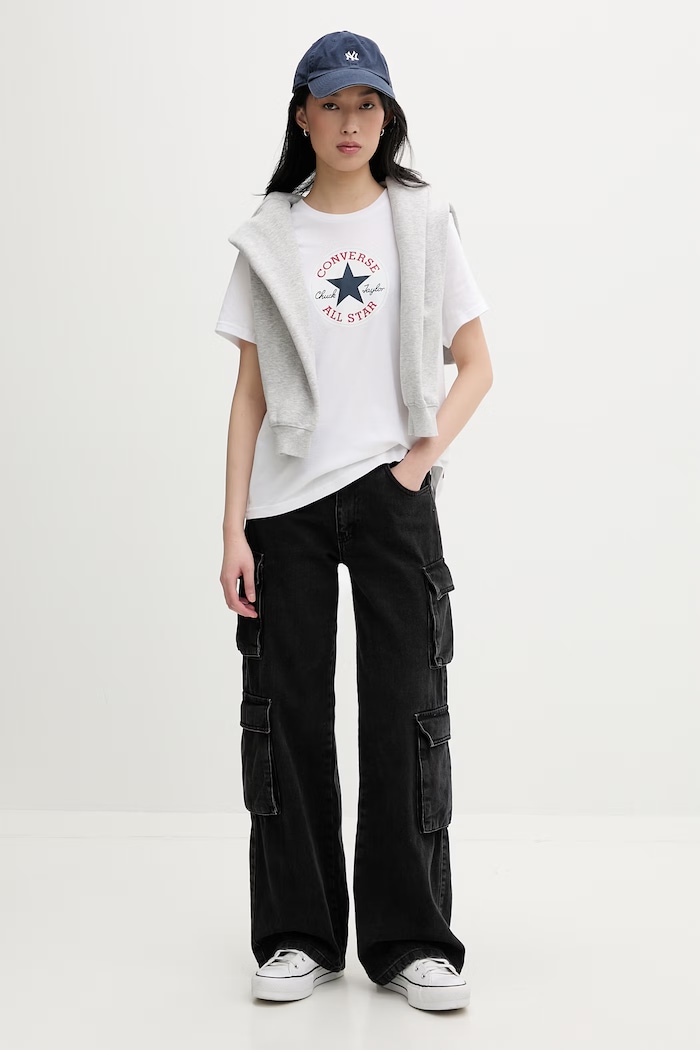 Converse tričko dámské bavlněné CVW5T103 bílá SS26