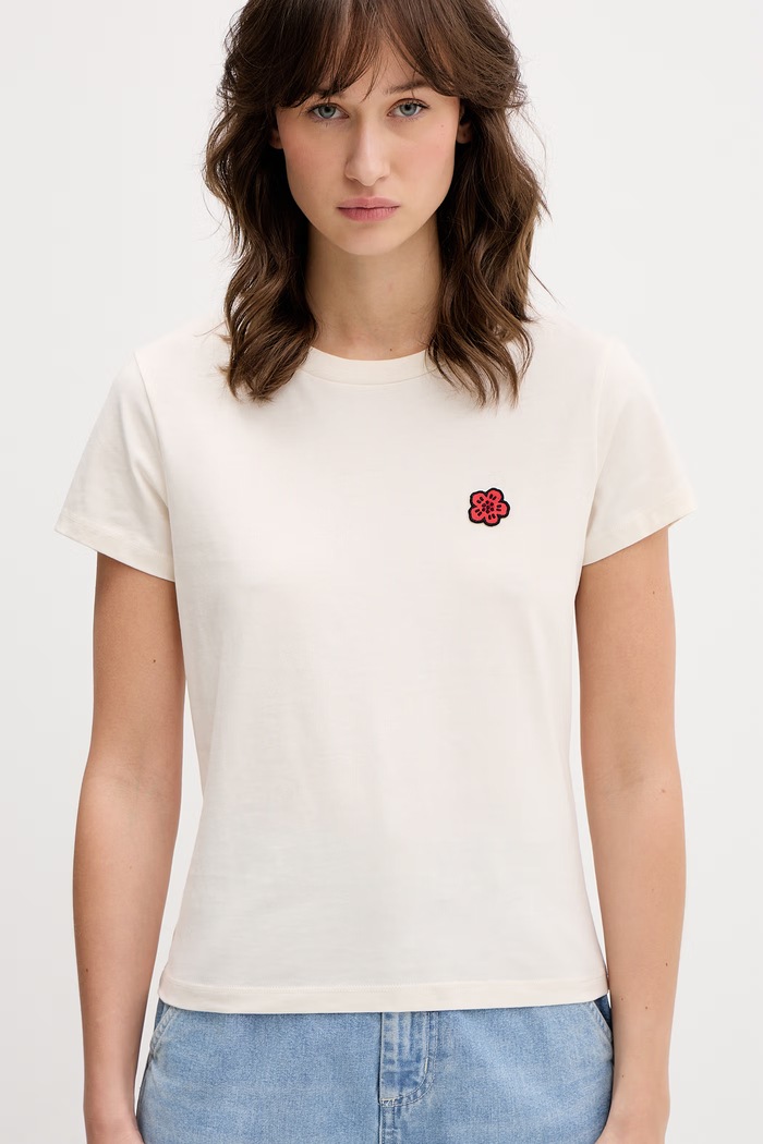 Kenzo t-shirt bawełniany GOTS BOKE FLOWER CREST CLASSIC beżowy FG52TS2064SO