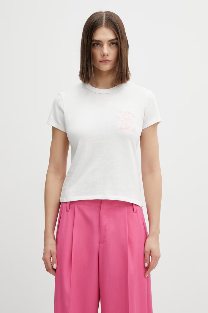 Kenzo t-shirt bawełniany GOTS KENZO CARTOON OUTLINED EM bawełna biały FG52TS2074SK