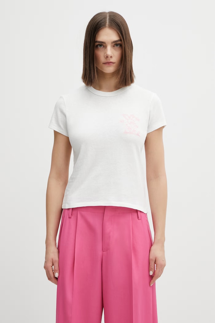Kenzo t-shirt bawełniany GOTS KENZO CARTOON OUTLINED EM bawełna biały FG52TS2074SK