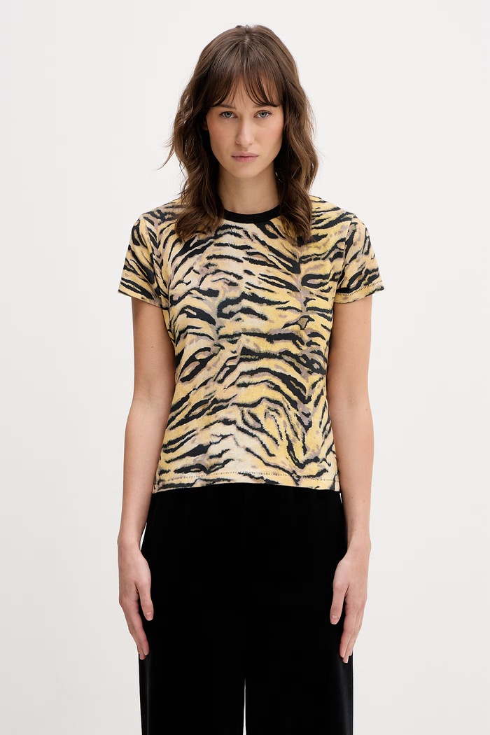 Kenzo cotton t-shirt GOTS KENZO TIGER CLASSIC T-SHI applique yellow FG52TS2154SK