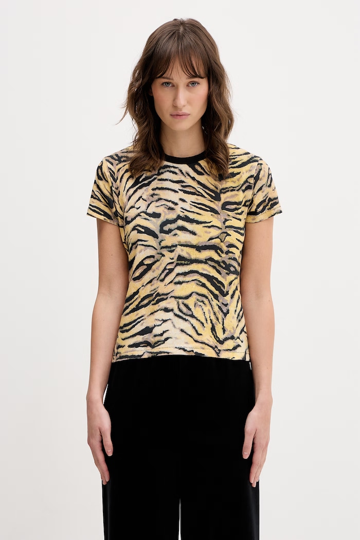 Kenzo cotton t-shirt GOTS KENZO TIGER CLASSIC T-SHI applique yellow FG52TS2154SK