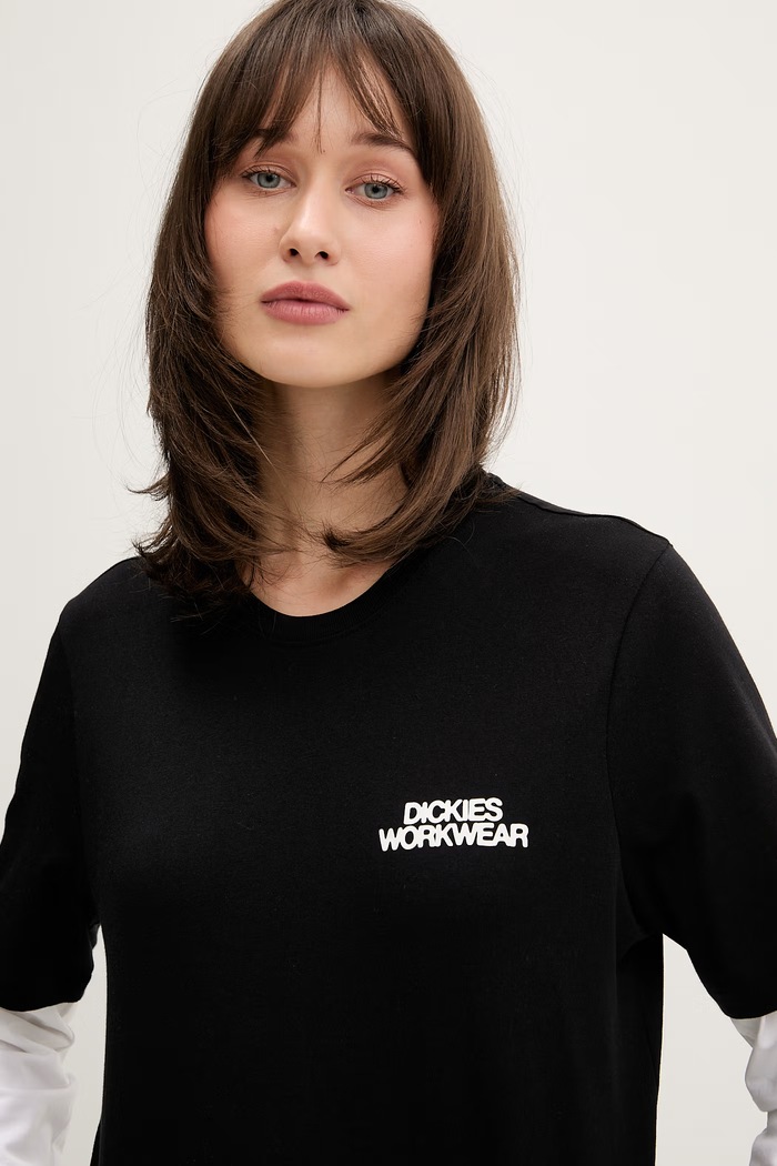 Dickies tričko s dlhým rukávom dámske bavlnené čierna DK0A88GKBLK1