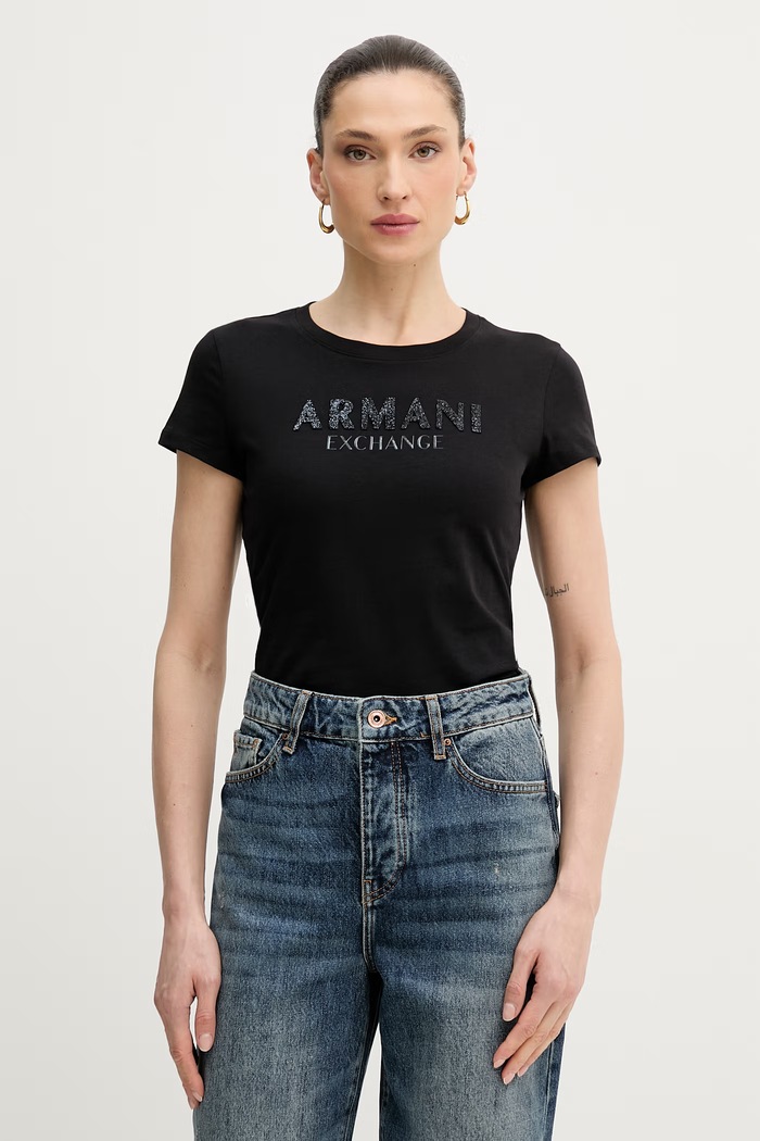 Armani Exchange t-shirt in cotone slim nero XW002106.AF10356