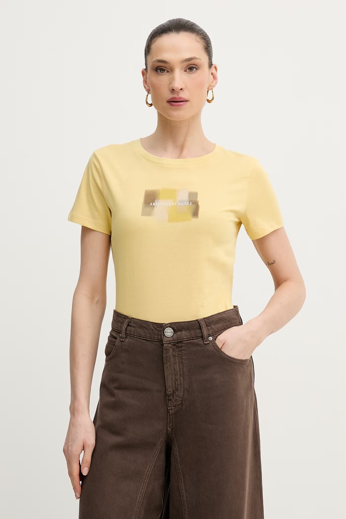 Armani Exchange t-shirt in cotone sovrastampa giallo XW002322.AF10356